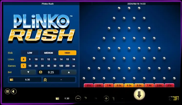 Gioca a Plinko nell'app mobile del casinò.
